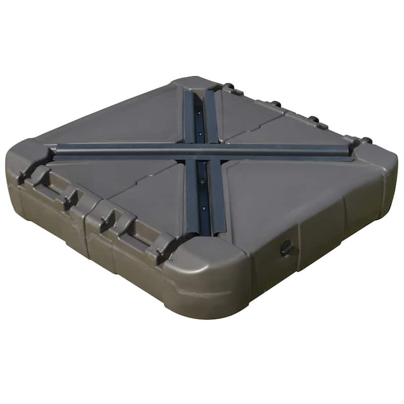 Outsunny Square Cantilever Patio Umbrella Base with 4 Wheels for Easy Moving, Fill with Sand or Water for Security
