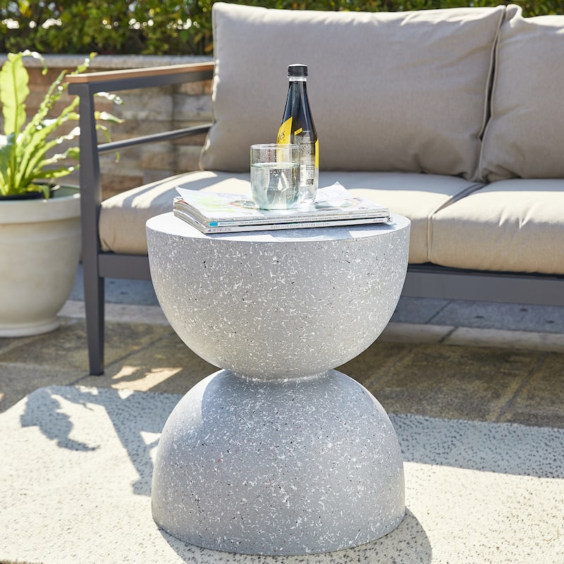 Glitzhome 18"H Modern MGO Faux Terrazzo Garden Stool Planter Stand - 15.75"L X 15.75"W X 17.75"H