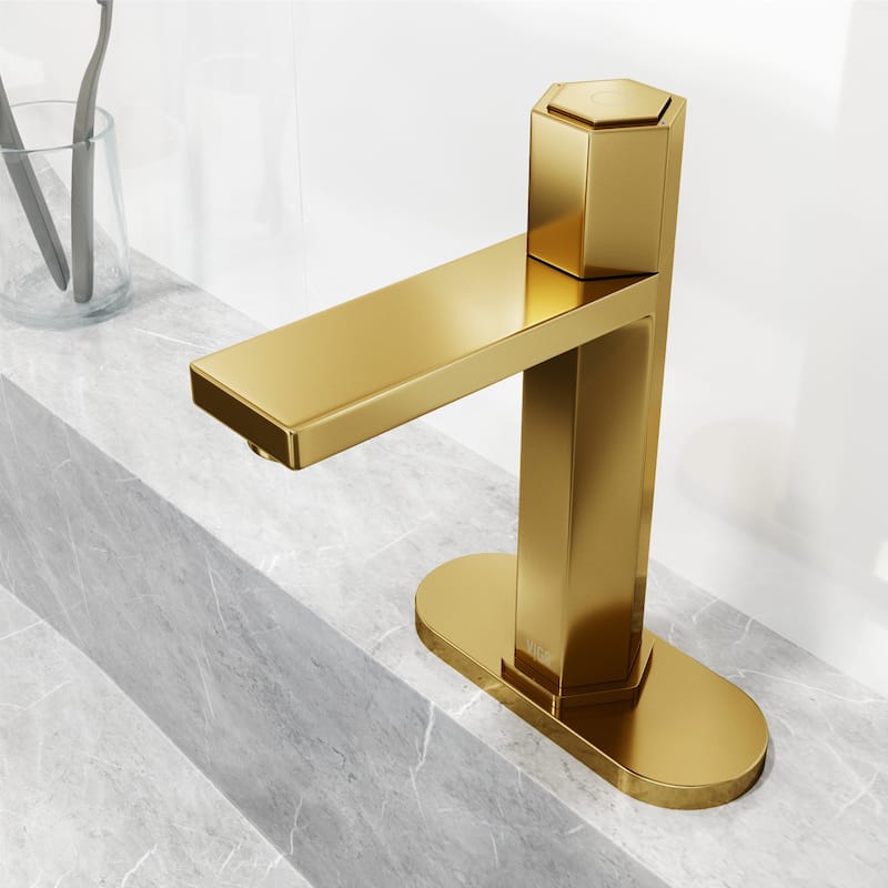 VIGO Nova 8" H Button Operated Single Hole Bathroom Faucet