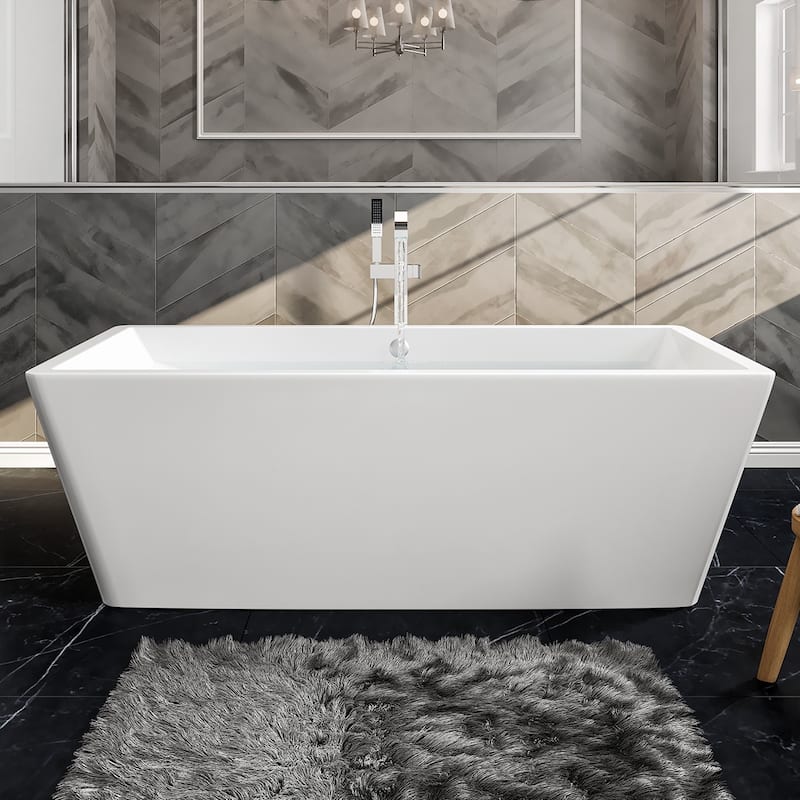 Eviva Rachel 67" Glossy White Acrylic Freestanding Bathtub