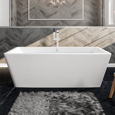 Eviva Rachel 67" Glossy White Acrylic Freestanding Bathtub