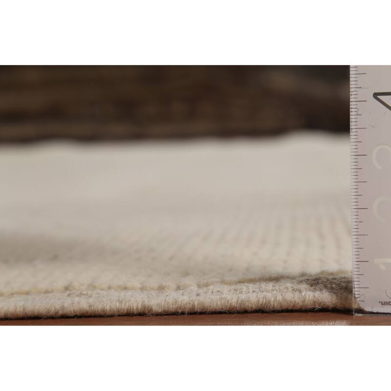 All-Over Ivory Moroccan Oriental Large Rug Hand-Knotted Wool Carpet - 10'5"x 14'9"