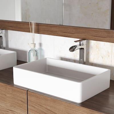 Vigo 21-1/16" Matte Stone� Vessel Bathroom Sink with Single Hole