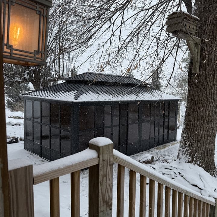 PURPLE LEAF Outdoor Galvanized Steel Hardtop Gazebo, Aluminum Frame Gazebo With Curtains