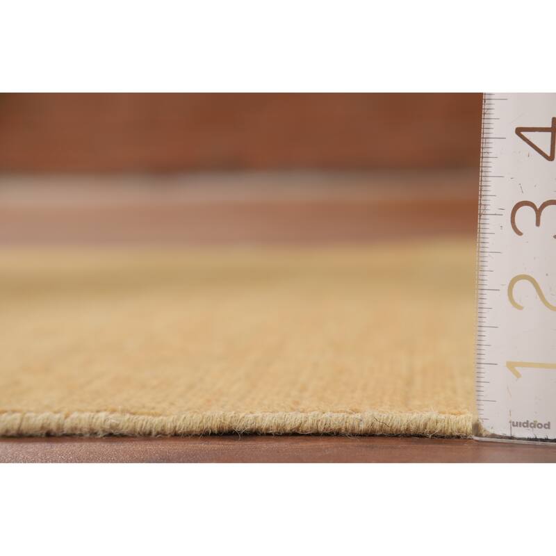 Yellow Modern Gabbeh Oriental Foyer Rug Hand-Knotted Wool Carpet - 3'4"x 4'11"