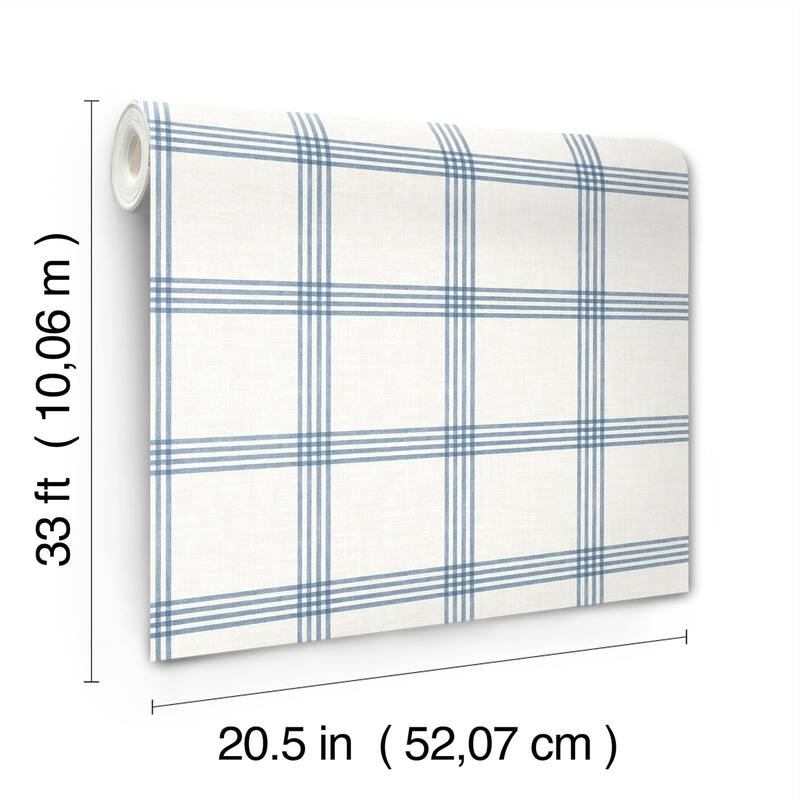 Chesapeake Twain Denim Plaid Wallpaper