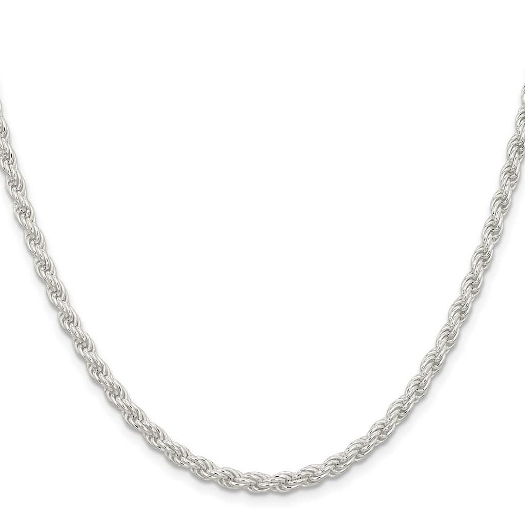 Curata 925 Sterling Silver 4.5mm Solid Rope Chain Necklace for Men
