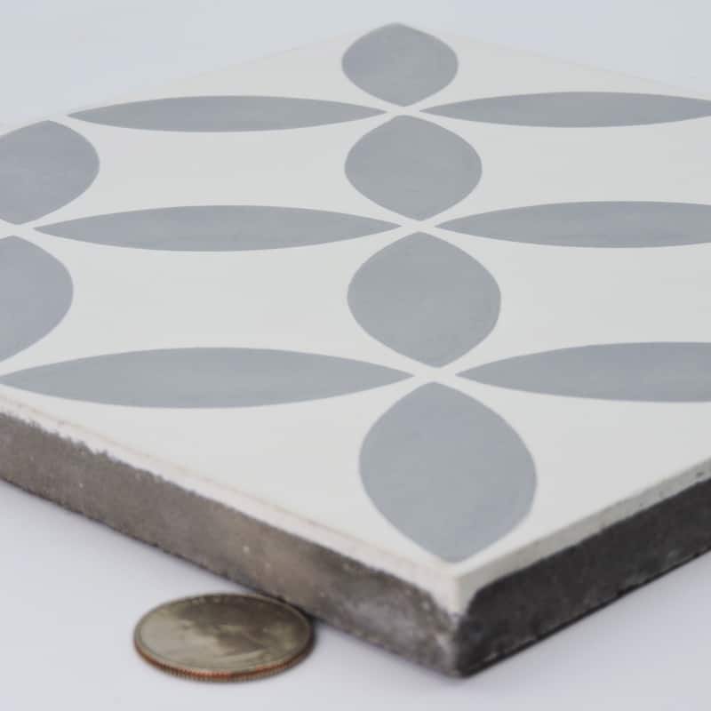 Amlo Handmade Cement Tile, 8x8, White-Grey