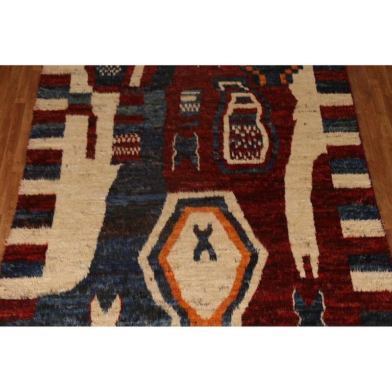 Tribal Geometric Moroccan Wool Area Rug Hand-knotted Oriental Carpet - 8'2" x 10'3"