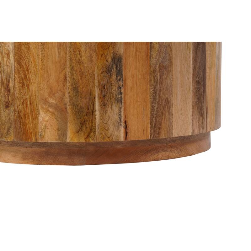 Solid Round Wooden Coffee Table - 30" - Brown