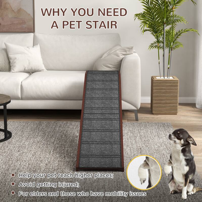 Dog Ramp for Bed, Pet Ramp for Dogs with Non-Slip Carpet and Top Platform, Furniture-Grade with High-Traction Carpet Surface