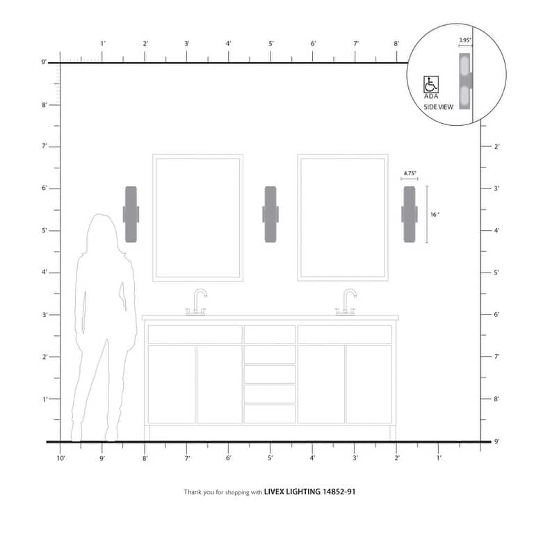 Livex Lighting 2-Light 8W LED ADA Bath Vanity, 14852-91, 14852-05