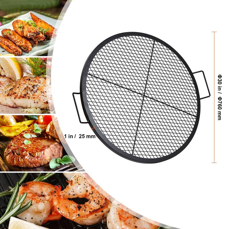 Anmytek 30 Inch Round Fire Pit Grill Grate with Handles