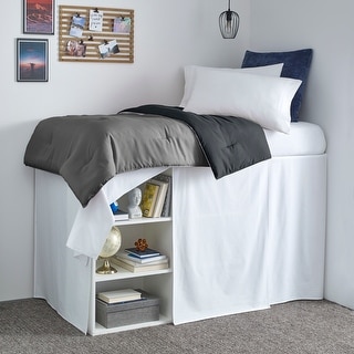 Nautica Solid Cotton White Twin Extra Long Dorm Bedskirt Panel As