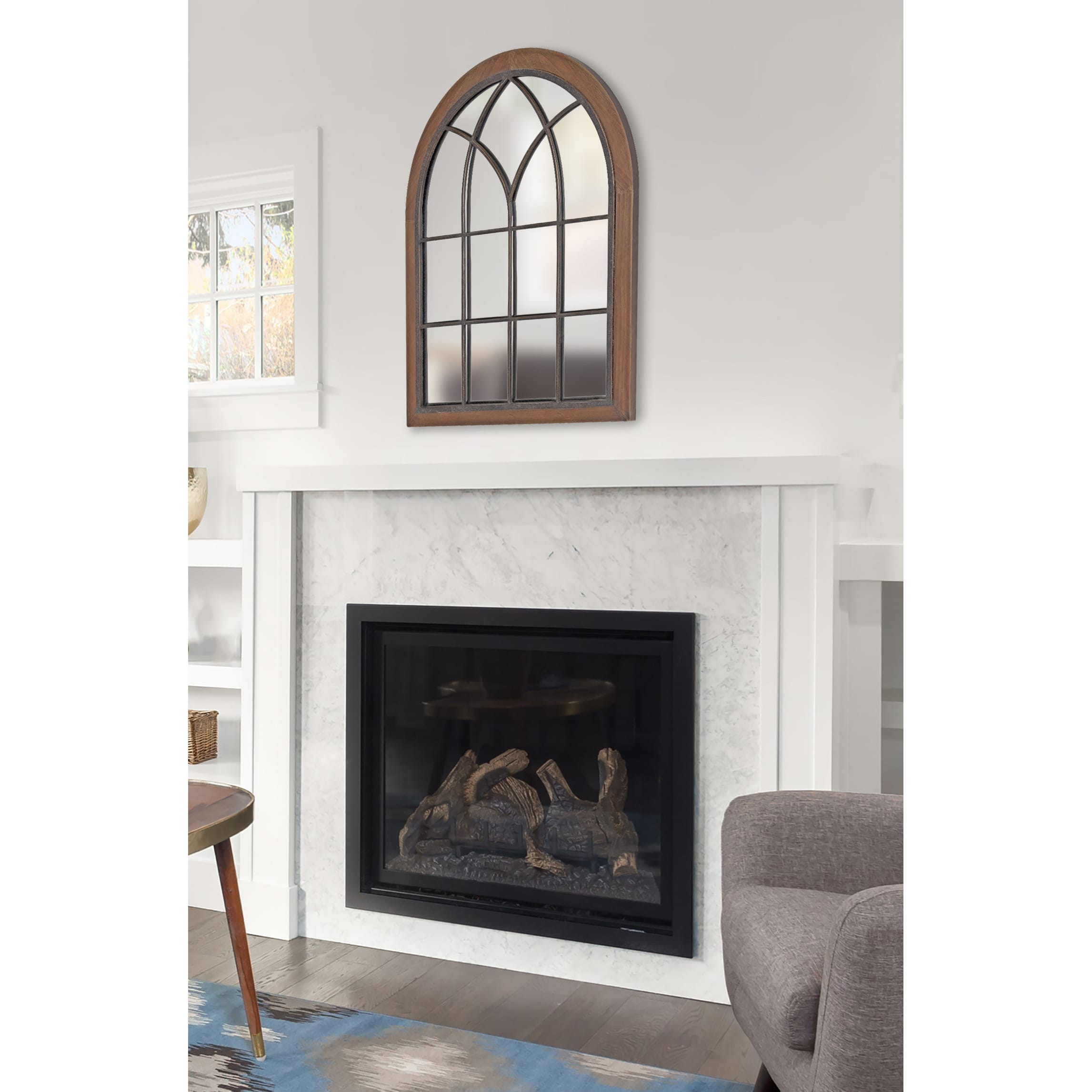 Kate and Laurel Nola Framed Windowpane Arch Mirror