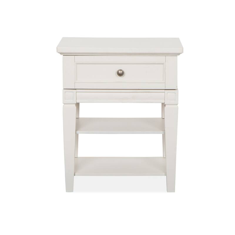 Magnussen Home Willowbrook Egg Shell White with Slight Rub Through Open Nightstand