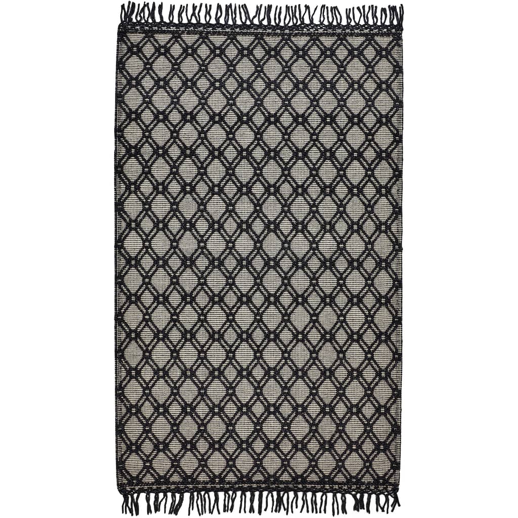 Lavinda Contemporary Moroccan Style Rug, Black/Ivory, Area Rug