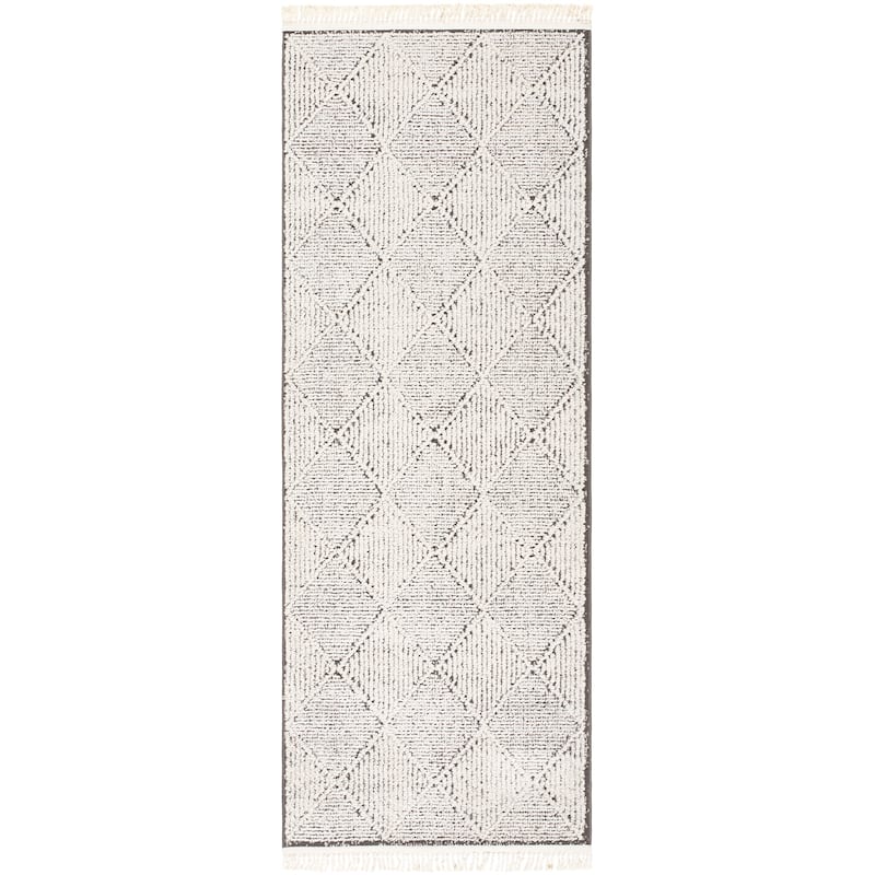 Livabliss Scandinavian Berlin Diamond Area Rug - 2'7" x 7'3" - Ivory/Black