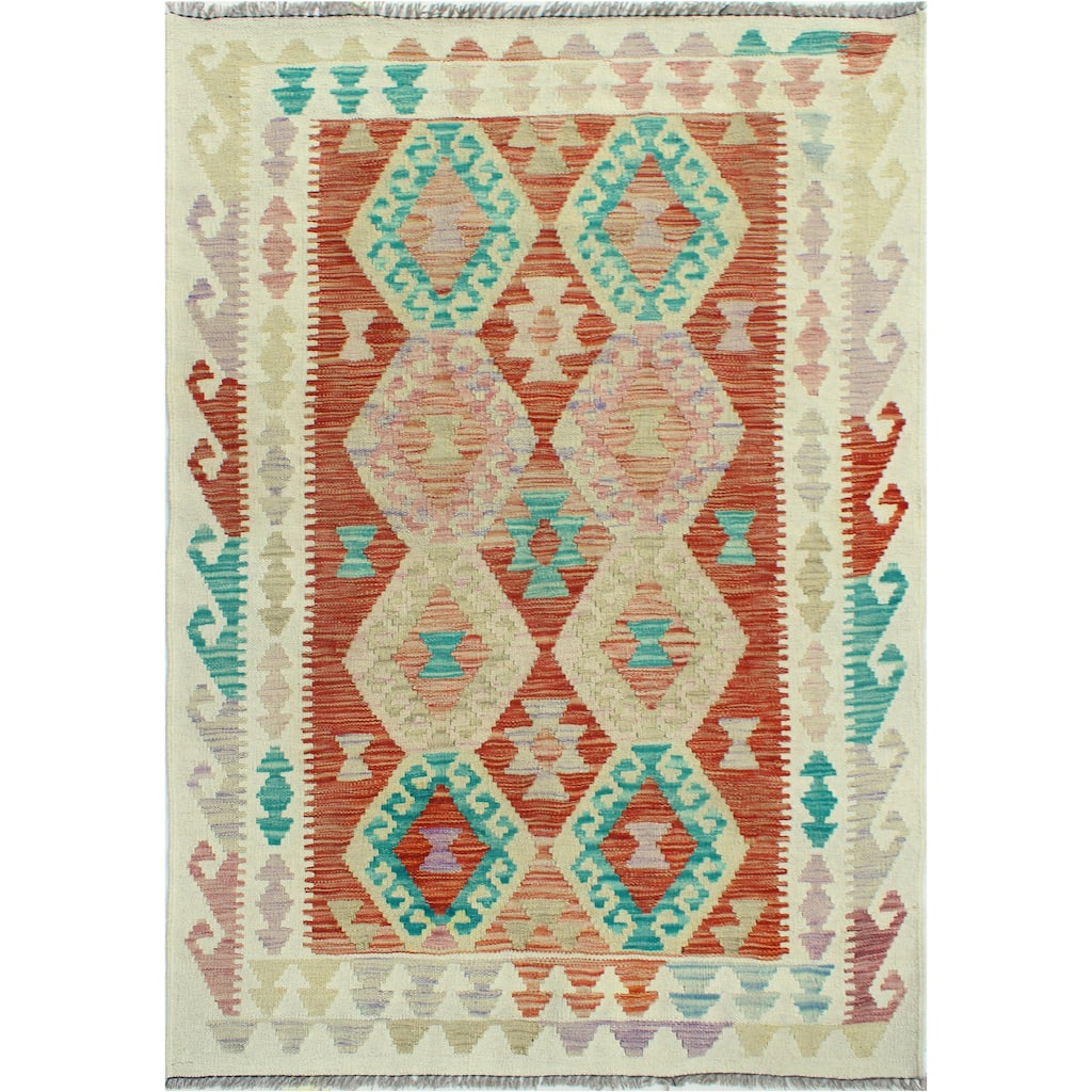 Sun Faded Flatweave Noble Red/Ivory Rug - 3'3" x 5'0"