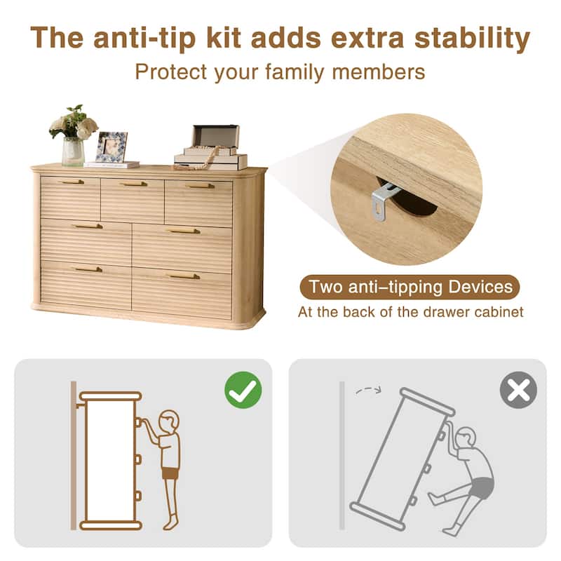 Modern 7 Drawer Dresser for Bedroom, Chest of Drawers