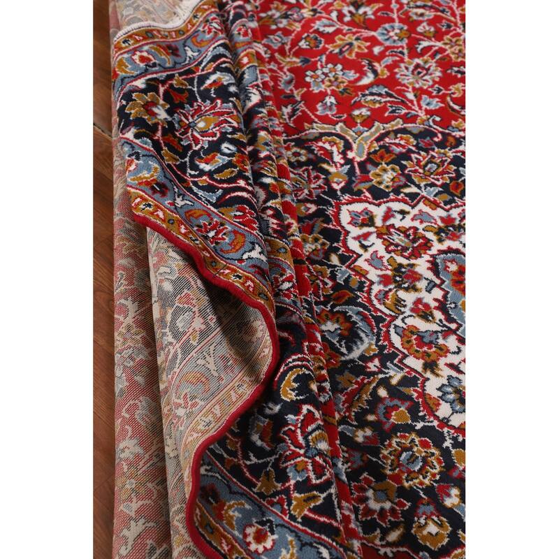 Floral Red Kashan Turkish Area Rug Machine Made Medallion Carpet - 9'7" x 12'11"