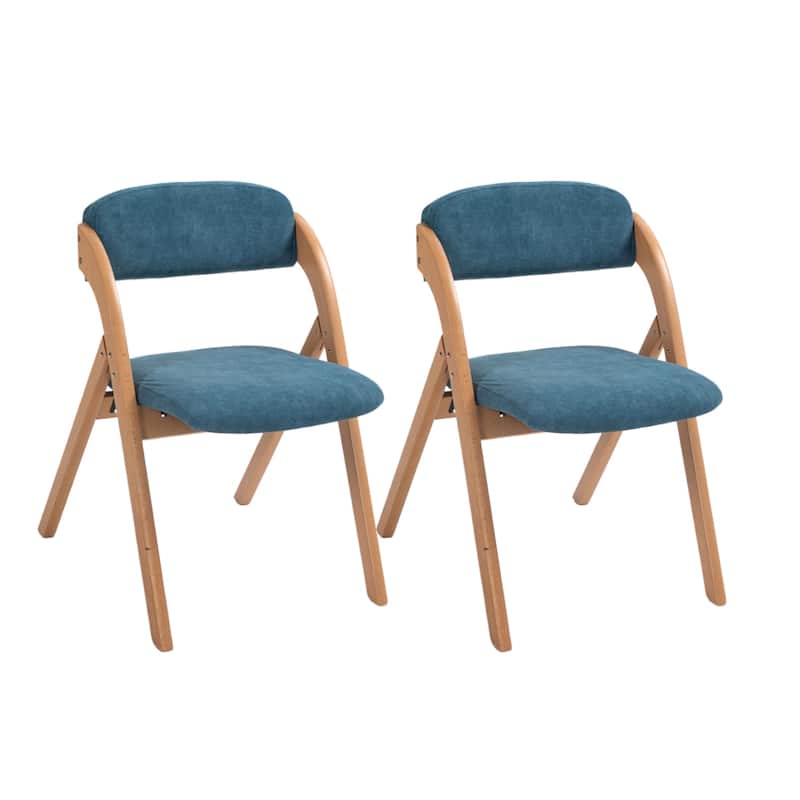 Wooden Stackable Dining Folding Chairs with Padded Seats(Set of 2)