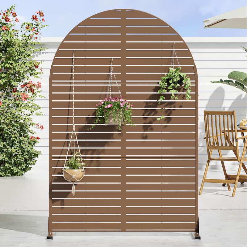 Dovelina 6ft.Outdoor Freestanding Metal Privacy Screen Decorative Garden Fence - 72"x47" - Brown