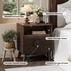 preview thumbnail 21 of 23, Fluted Nightstand with Charging Station, Modern 19.6in Wide End Table Wood Bedside Table with 2 Drawers for Bedroom
