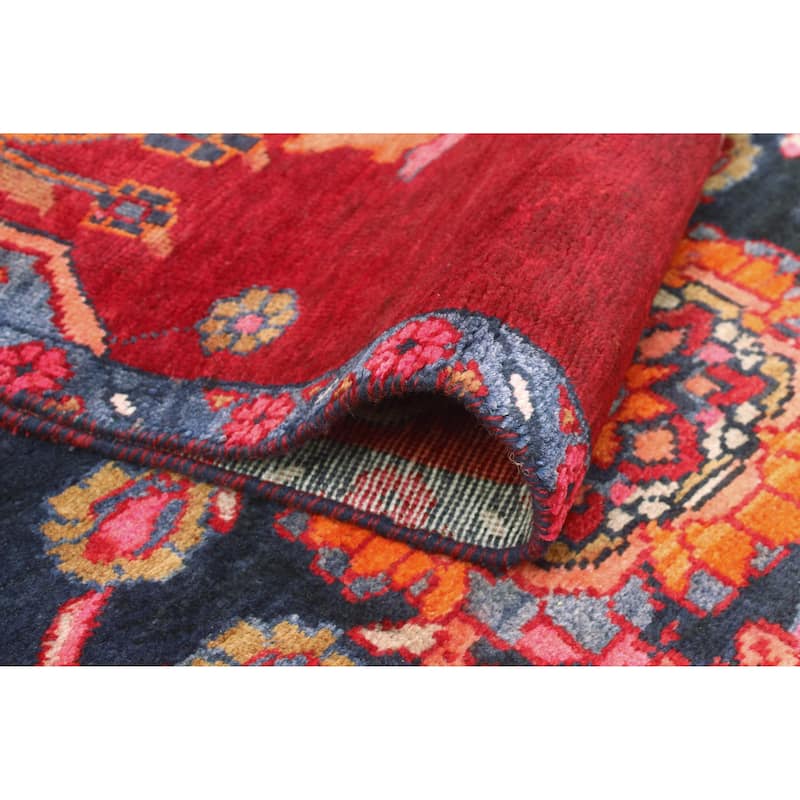 Fine Vintage Distressed Husna Red/Navy Runner - 2'6" x 12'0"