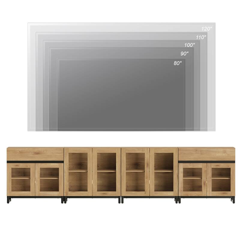 Modern TV Stand for 120" TVs, 4-in-1 Entertainment Center & Adjustable Shelf