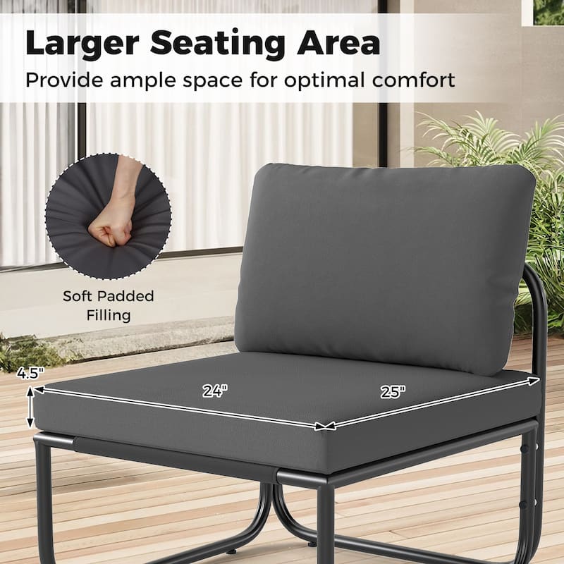 Gymax Set of 4 Patio Furniture Set w/Cushions & Tempered Glass Coffee