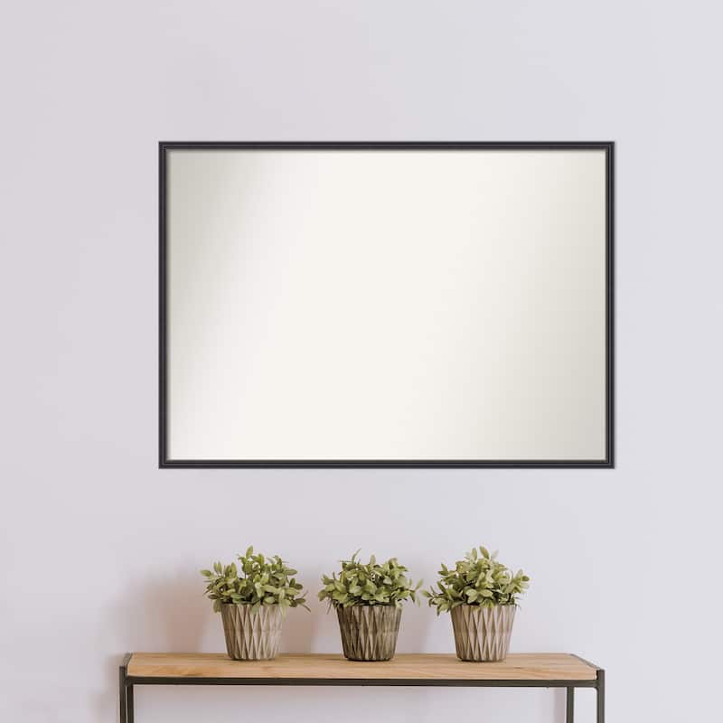 Stylish Black Narrow Non-Beveled Wood Framed Wall Mirror - Stylish Black Narrow