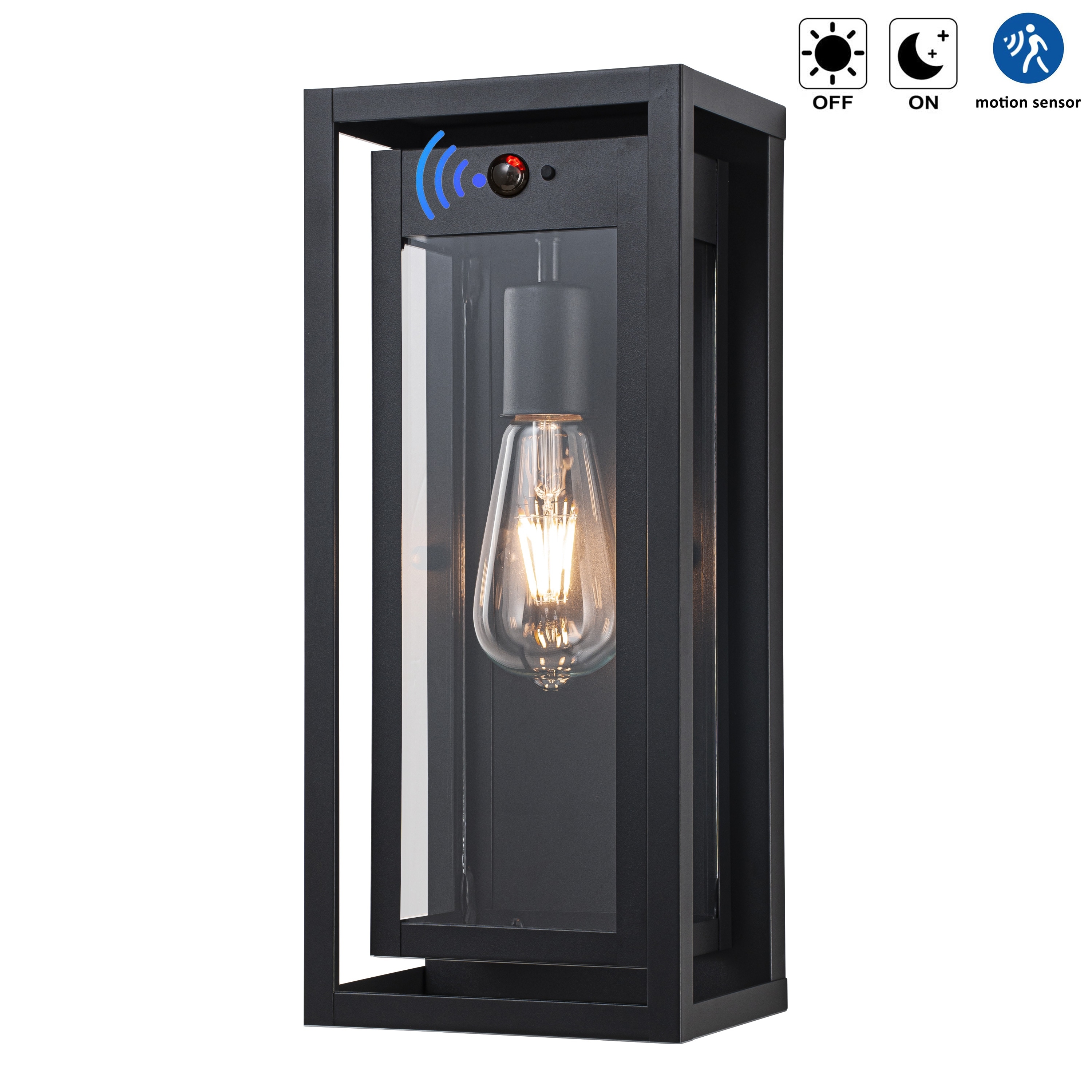 C Cattleya 1-Light Matte Black Motion Sensor Outdoor Wall Sconce