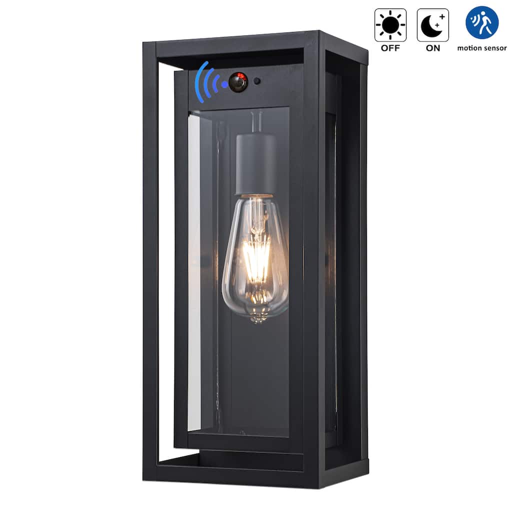 C Cattleya 1-Light Matte Black Motion Sensor Outdoor Wall Sconce