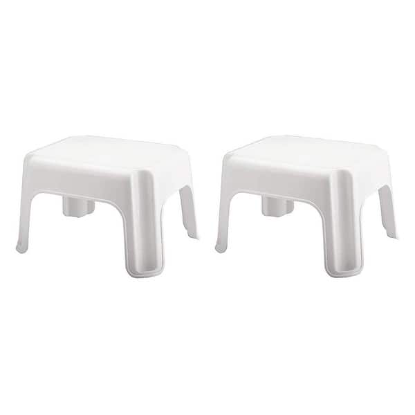 slide 2 of 2, Rubbermaid Durable Plastic Step Stool w/ 300-LB Weight Capacity, White (2-Pack) - 2.02