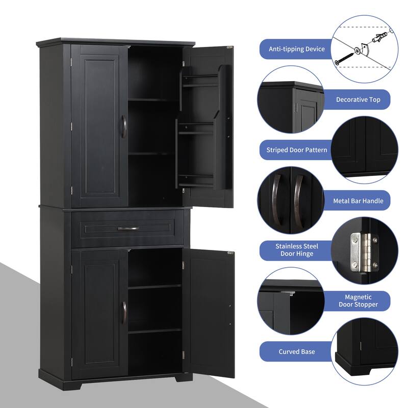 Bathroom Storage Cabinet with Doors and Drawer