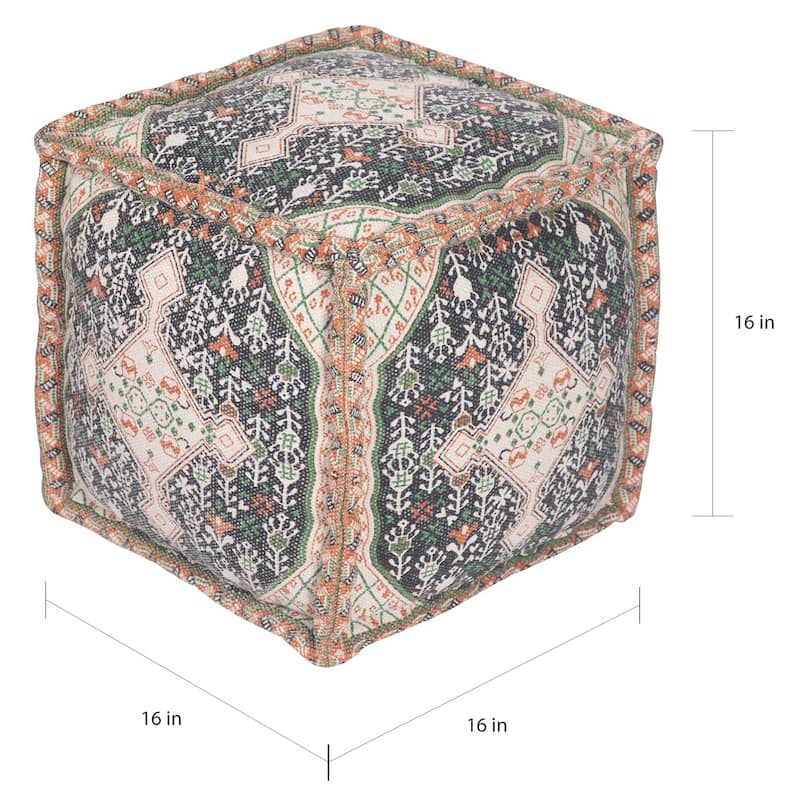 HERAT ORIENTAL Handmade Indo Cotton Pouf (India) - 16" x 16" x 16"