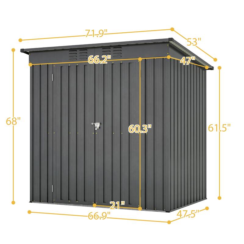 6 x 4 ft Outdoor Storage Shed, All Weather Metal Tool Shed with Hinged Door, Padlock, Backyard Garden Shed