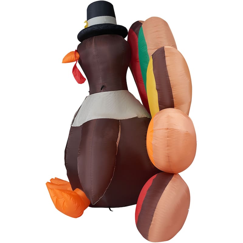 Fraser Hill Farm 8-Ft. Wide Turkey Inflatable with Lights Thanksgiving Decor - 8 Foot