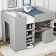 preview thumbnail 12 of 16, Full Size Wood Loft Bed with Built-in Wardrobe, Desk, Storage Shelves and Drawers, Beige