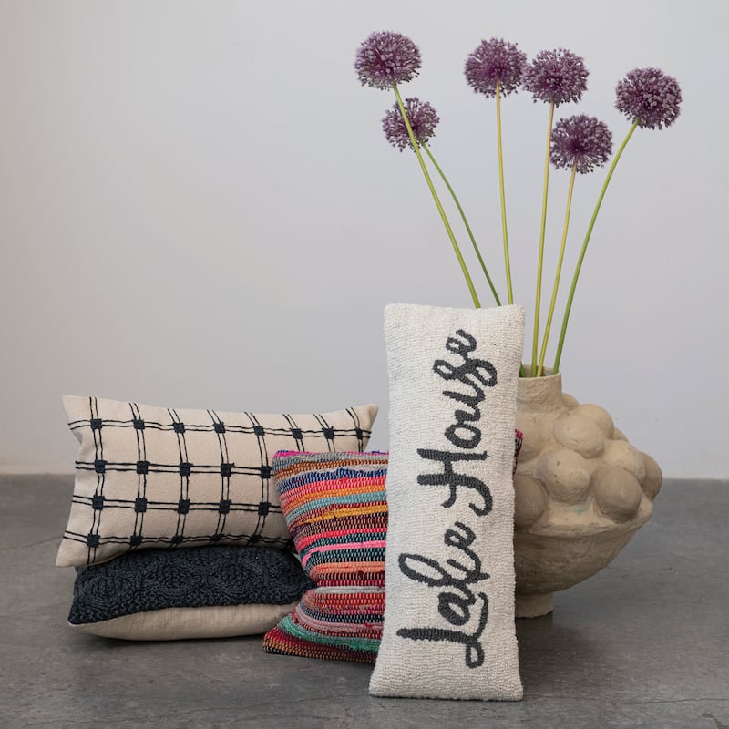 Knitted Punch Hook Throw Pillow