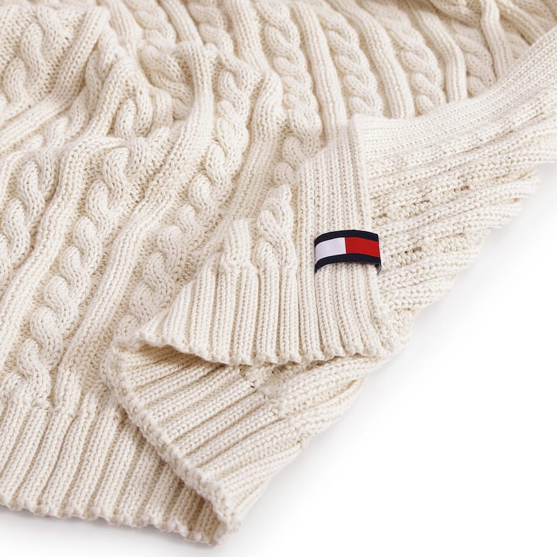 Tommy Hilfiger Hilfiger Cable Knit Solid Throw Blanket