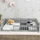 preview thumbnail 5 of 16, Wood Full Size Upholstered Platform Bed with Guardrail and Pillow