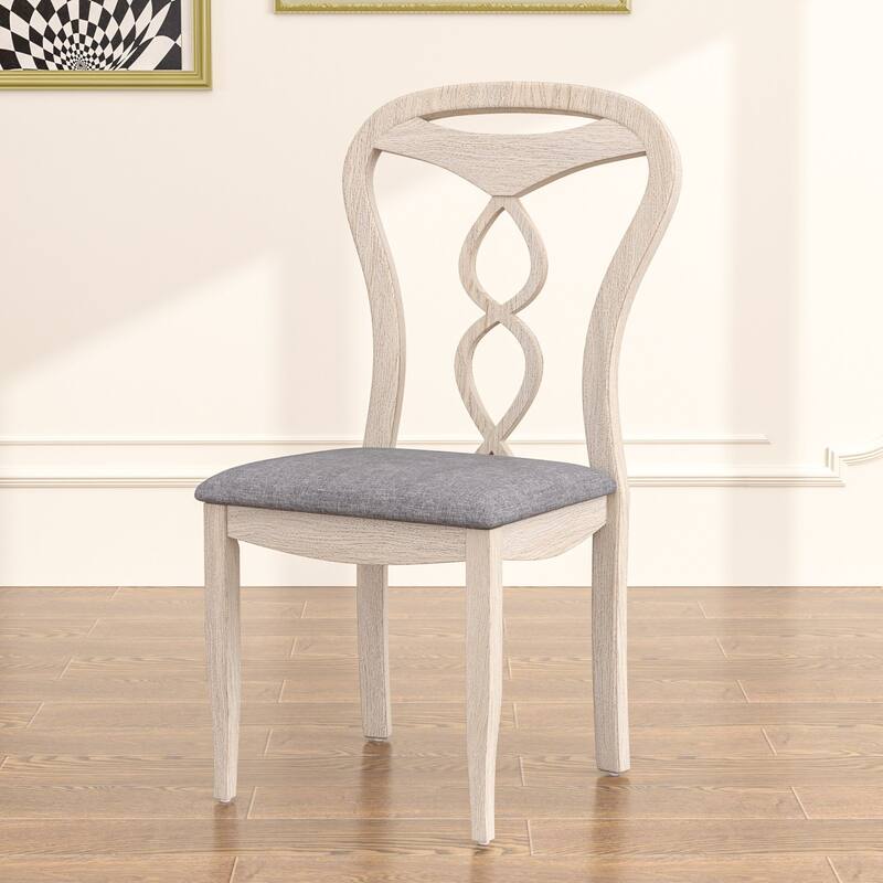 Javlergo Modern Solid Wood Dining Chairs, Vintage Chairs with Round Backrest