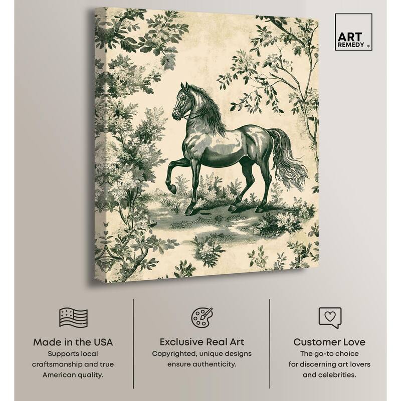 Equestrian Etching Canvas by Art Remedy, Gallery Wrapped