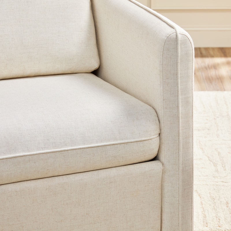 Walker Edison Modern Farmhouse Upholstered Linen Swivel Armchair