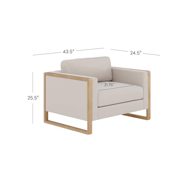 Madison Modern Upholstered Modular Sofa or Couch for Living Room with Solid Wood Legs