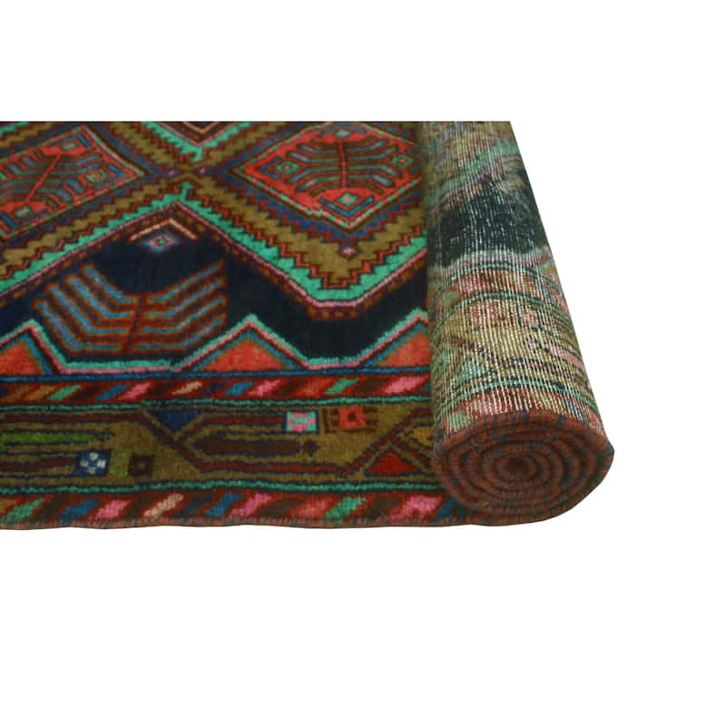 Fine Vintage Distressed Adriana Navy/Brown Runner - 3'4" x 10'0"