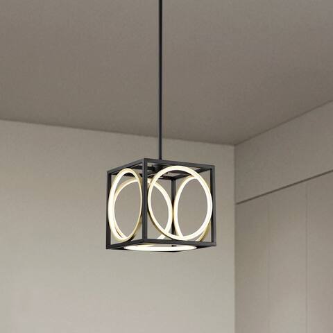 Matte Black and Gold Finish 24-Watt Integrated LED Contemporary Pendant