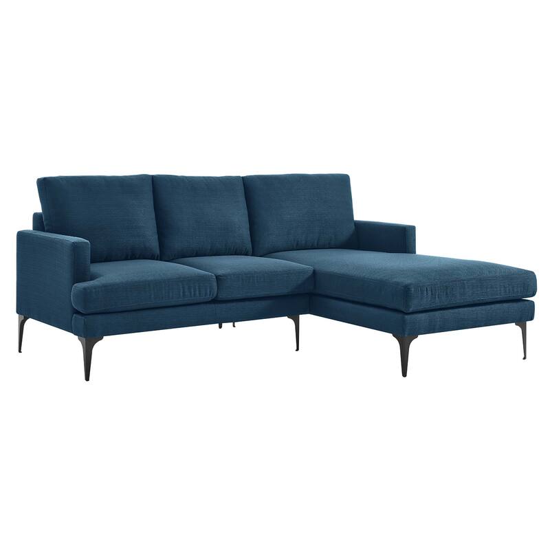 Evermore Right-Facing Upholstered Fabric Sectional Sofa - Blue